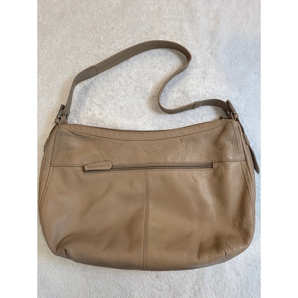 Stone Mountain Tan Pebbled Leather Hobo Shoulder Bag Adjustable Strap Beige
